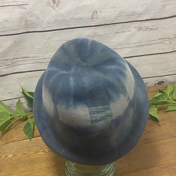 Rafi De Luca Wearable Art To Wear Made in Italy Lapin Fur Hat Blue Gray Tie Dye - Picture 4 of 13